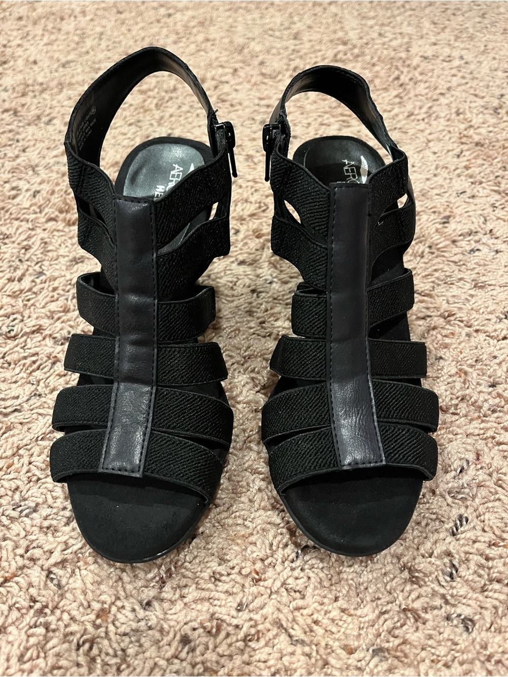 Aerosoles Black Strappy Slingback Heels